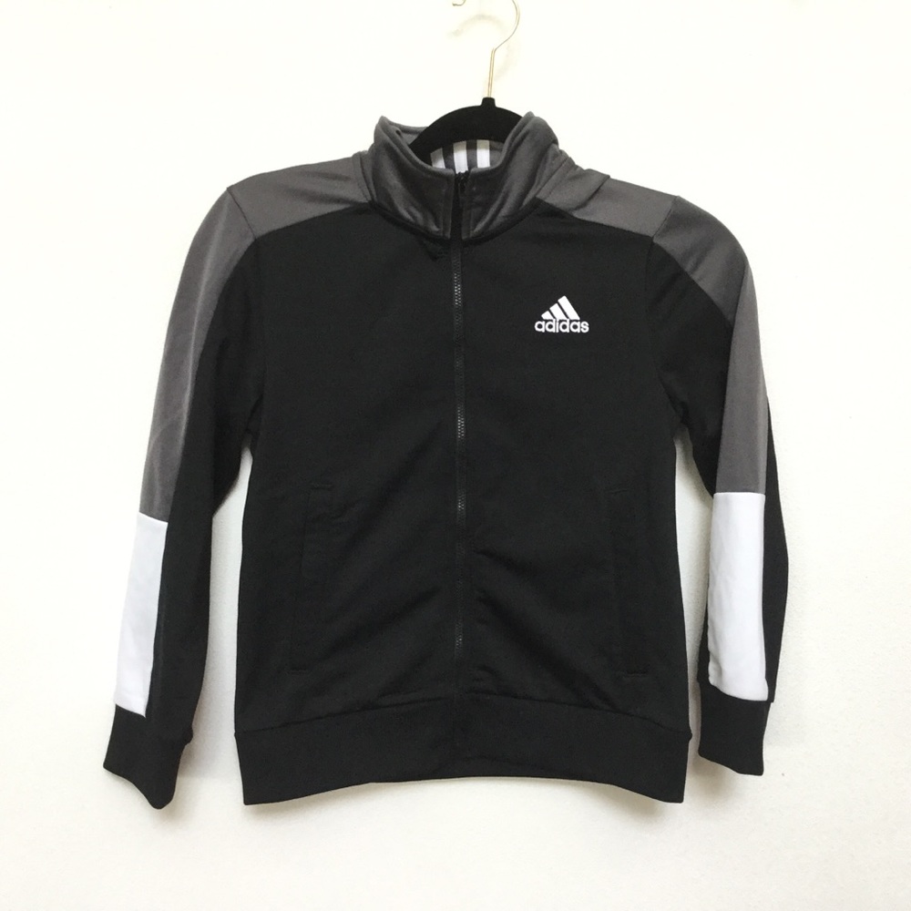 Kids Adidas Color Block Zip-up Jacket Size S Sporty Outdoors Neutral Basic